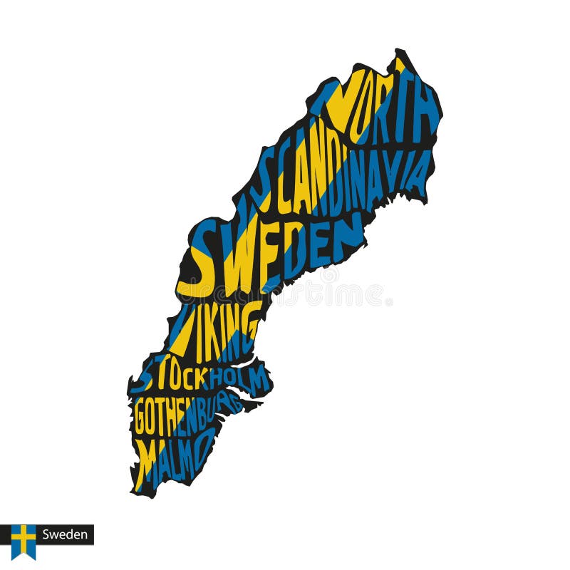 瑞典黑色厚实的概述地图突出了与附近国家.